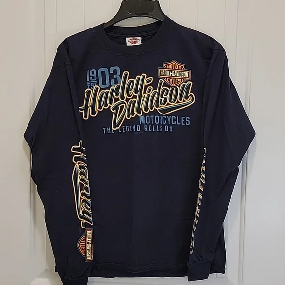 Harley-Davidson Vintage Men's Black Long Sleeve Shirt Colorado Size Medium - Picture 9 of 9